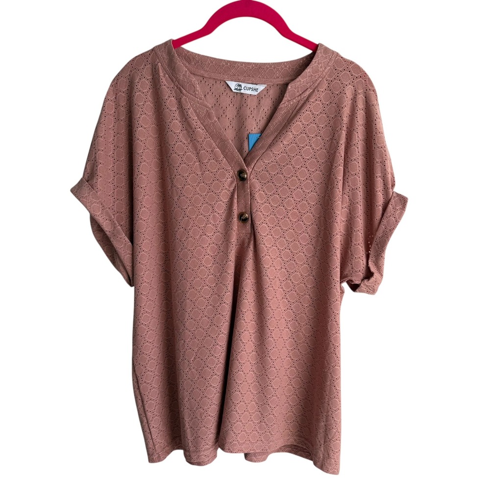 NWT CUPSHE Dusty Rose Short Sleeve Swim Pool Beach Vacation Coverup, M